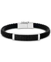 Effy Men's Black Spinel Braided Leather Bracelet in Sterling Silver