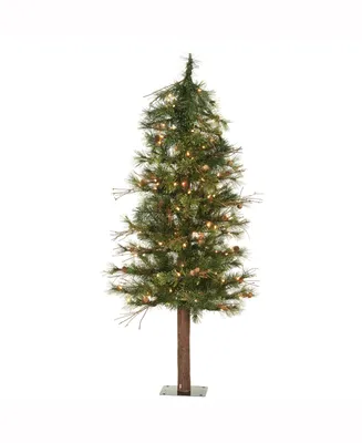 Vickerman 4 ft Mixed Country Alpine Artificial Christmas Tree With 100 Clear Lights