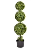 Vickerman 4' Artificial Potted Triple Ball Green Boxwood Topiary