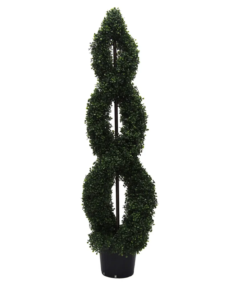 Vickerman 5' Artificial Boxwood Double Spiral Topiary and Pot