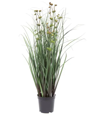 Vickerman 24" Artificial Potted Green Grass and Eucalyptus