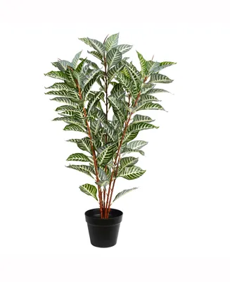 Vickerman 35" Artificial Green Real Touch Zebra Plant In Pot With 125 Leaves