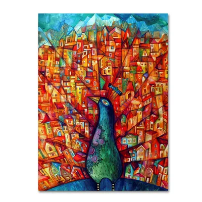 Oxana Ziaka 'Peacock' Canvas Art - 24" x 18" x 2"