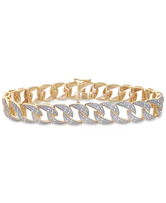 Men's Diamond Link Bracelet (1 ct. t.w.) in 14k Gold-Plated Sterling Silver and Sterling Silver