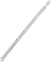 Men's Solid Cuban Link Chain Bracelet in Sterling Silver