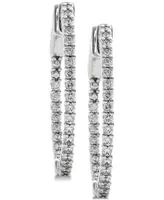 Diamond In & Out Oval Hoop Earrings (1 ct. t.w.) in 14k White Gold