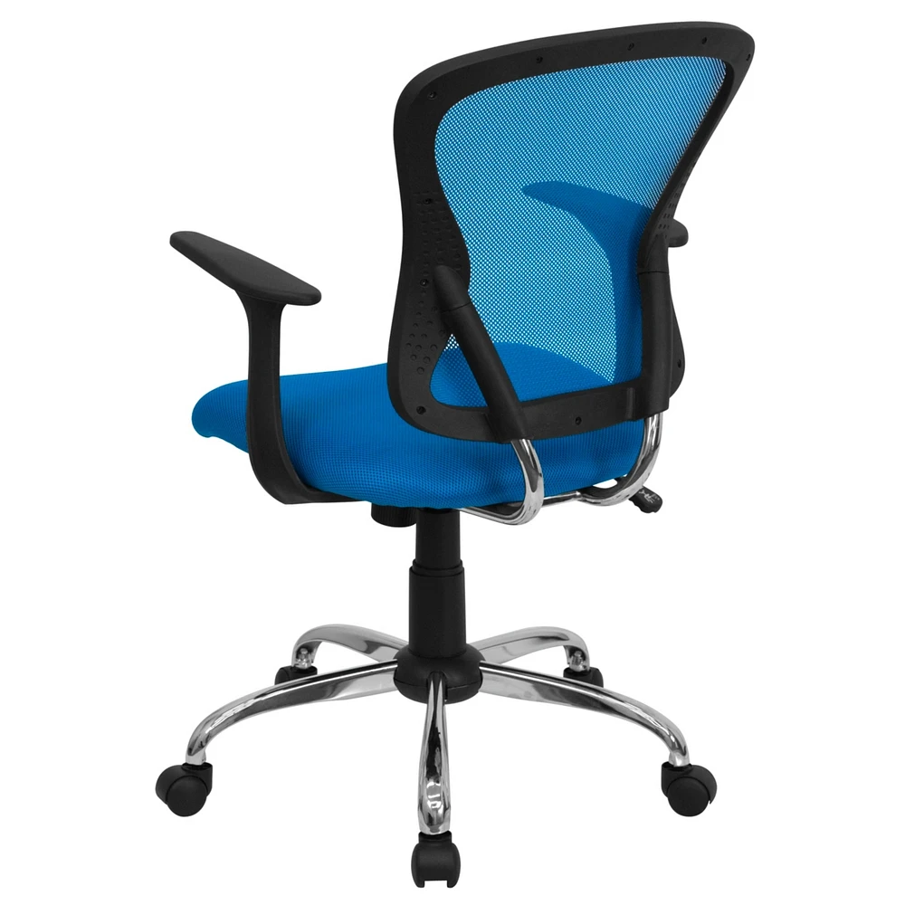 Mid-Back Mesh Swivel Task Chair With Chrome Base And Arms
