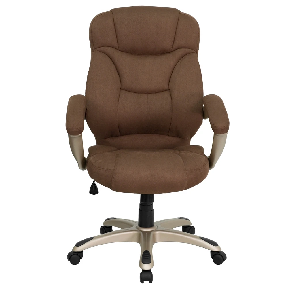 High Back Microfiber Contemporary Executive Swivel Chair With Arms