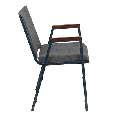 Hercules Series Heavy Duty Gray Fabric Stack Chair With Arms