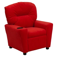 Contemporary Microfiber Kids Recliner With Cup Holder