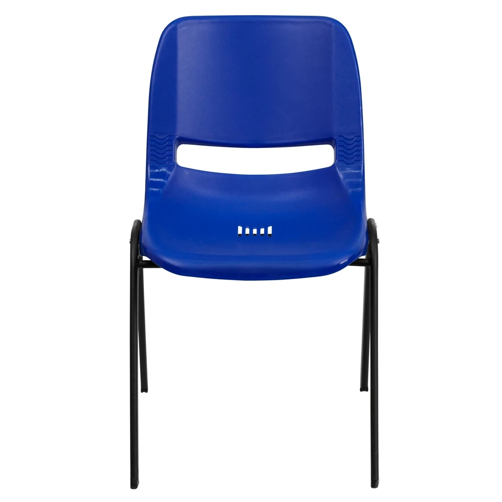 Hercules Series 440 Lb. Capacity Navy Ergonomic Shell Stack Chair With Black Frame And 12'' Seat Height