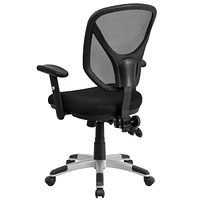 Mid-Back Black Mesh Multifunction Swivel Task Chair With Adjustable Arms