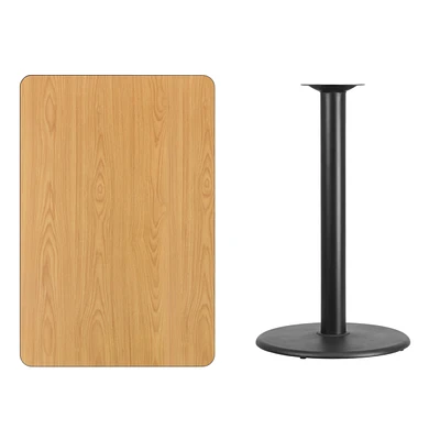 30'' X 45'' Rectangular Natural Laminate Table Top With 24'' Round Bar Height Table Base