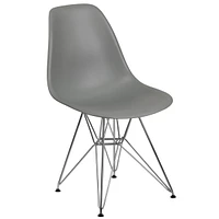 Elon Series Moss Gray Plastic Chair With Chrome Base