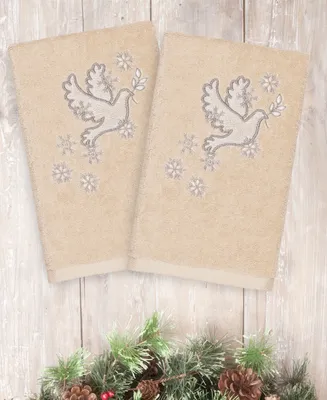 Linum Home Christmas Dove 100% Turkish Cotton 2-Pc. Hand Towel Set