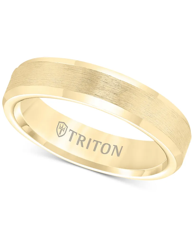 Triton Bevel Edge Comfort Fit Band Yellow Tungsten Carbide