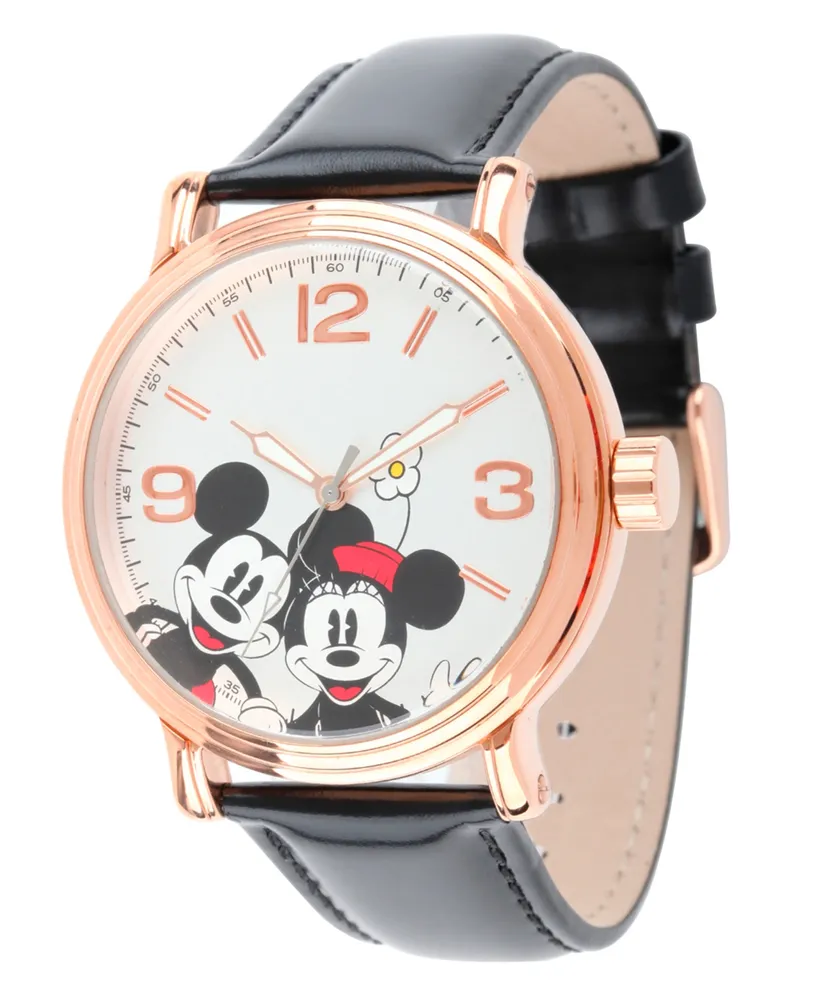 Disney Mickey Mouse & Minnie Mouse Men's Shinny Rose Gold Vintage Alloy Watch