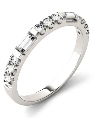 Moissanite Round and Baguette Stackable Ring (1/2 ct. tw. Diamond Equivalent) 14k White Gold