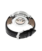 Heritor Automatic Aries Silver & Black & Black Leather Watches 43mm