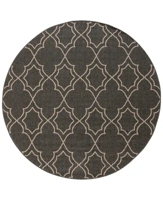 Livabliss Alfresco Alf-9590 Black 5'3" Round Area Rug, Indoor/Outdoor