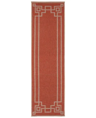 Livabliss Alfresco Alf-9631 Rust 2'3" x 11'9" Runner Area Rug, Indoor/Outdoor