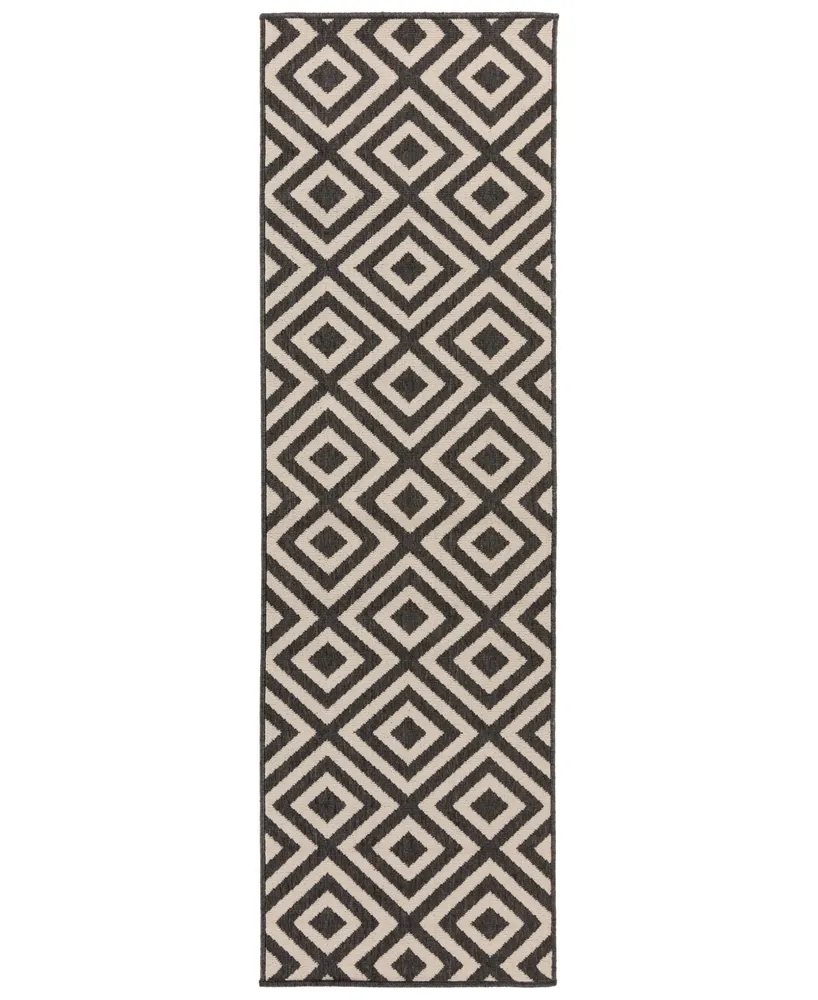 Livabliss Alfresco Alf-9639 Black 2'3" x 11'9" Runner Area Rug, Indoor/Outdoor