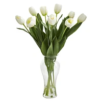 Nearly Natural Tulips Artificial Arrangement in Vase