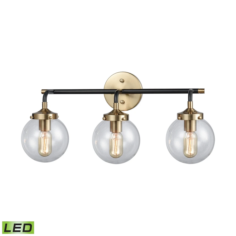 Boudreaux 3 Vanity Matte Black/Antique Gold