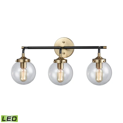 Boudreaux 3 Vanity Matte Black/Antique Gold