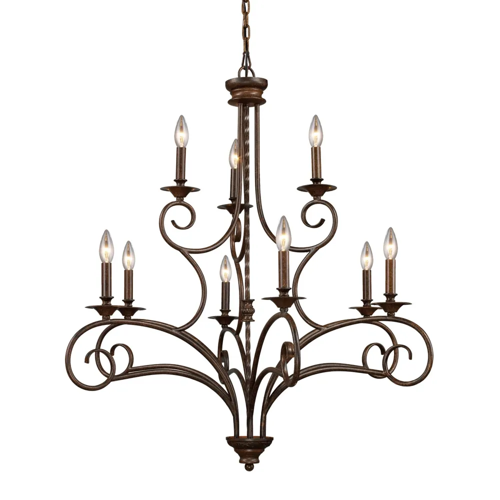 Gloucester 6+3 Light Chandelier in Antique Bronze