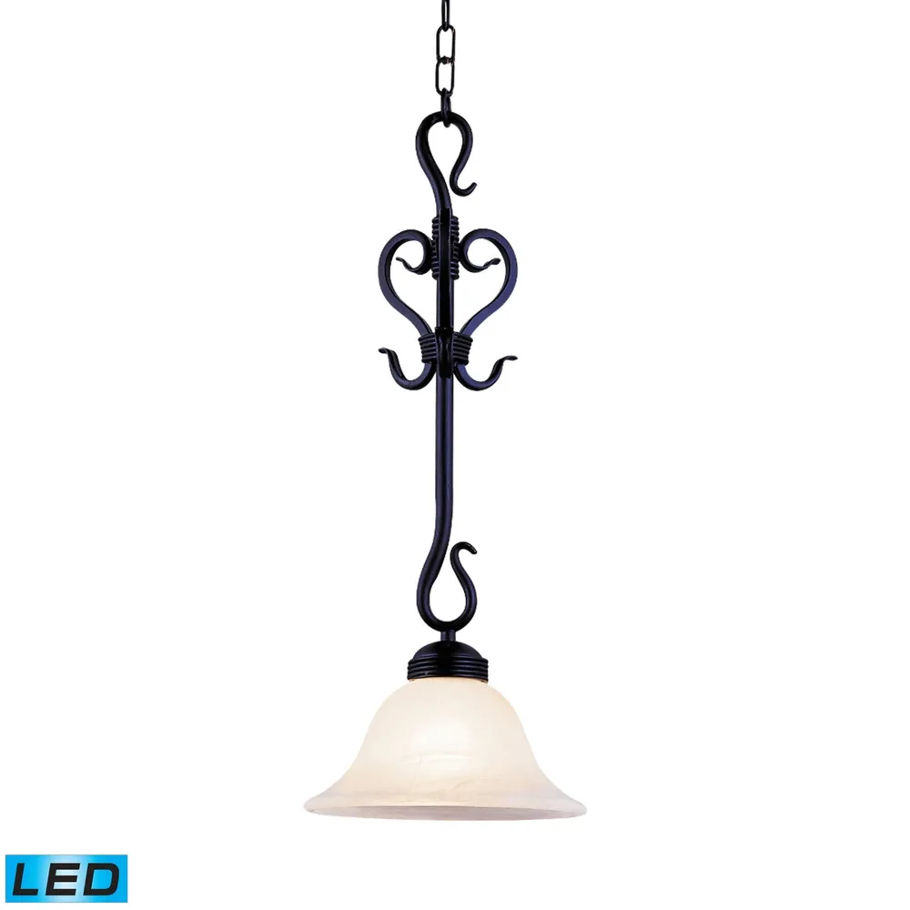 Buckingham 1-Light Pendant in Matte Black with White Glass - Led Offering Up To 800 Lumens (60 Watt Equivalent)