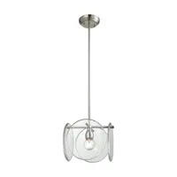 Disco 1 Light Pendant in Polished Nickel with Clear Acrylic Panels