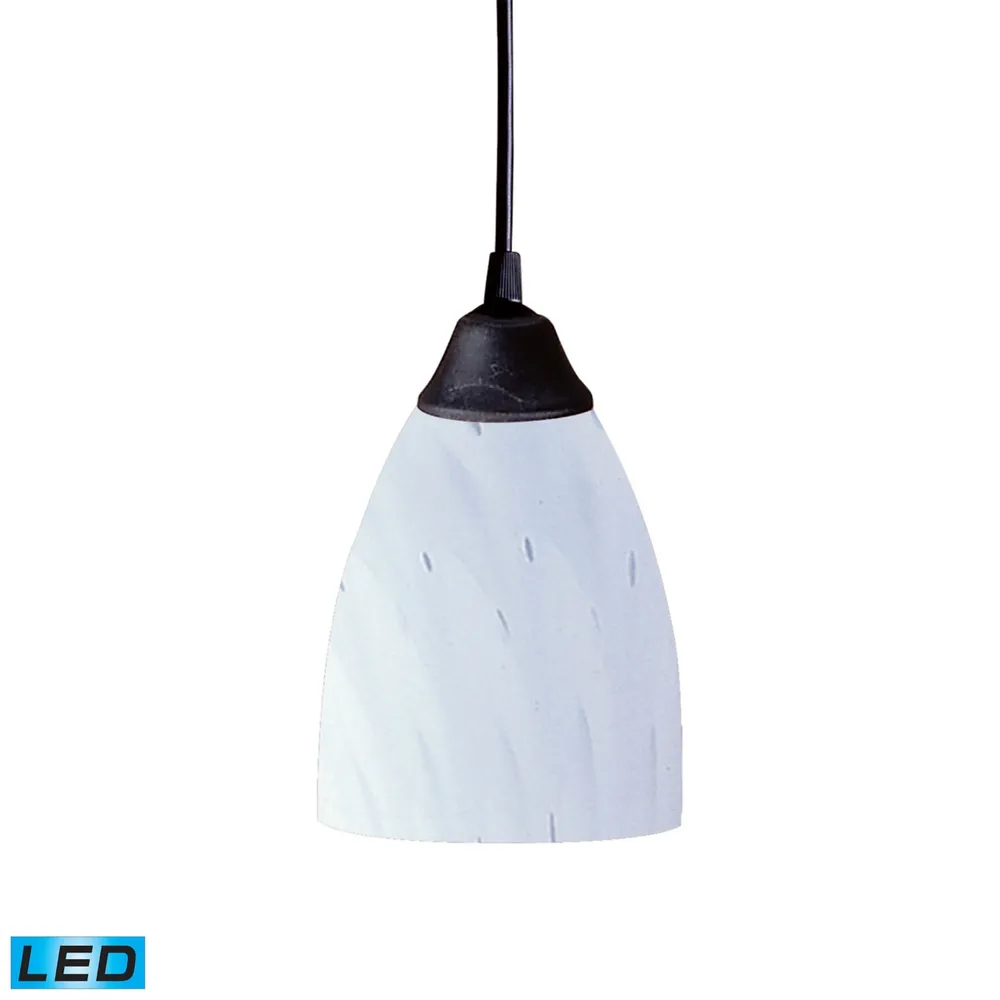 1 Light Pendant in Dark Rust and Simply White Glass - Led Offering Up To 800 Lumens (60 Watt Equivalent)