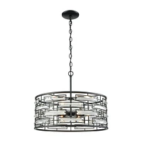 Lineo 6 Light Chandelier in Matte Black with Clear Crystal