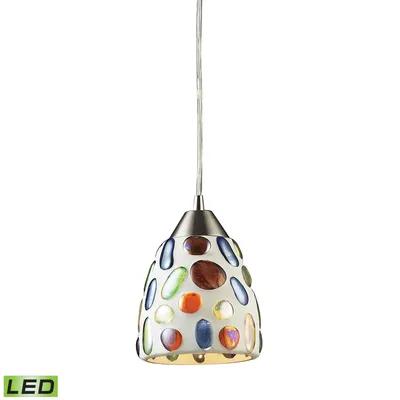 1 Light Genstone Pendant with Satin Nickel Hardware - Led Offering Up To 800 Lumens (60 Watt Equivalent)