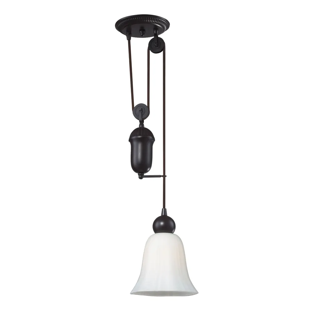 Farmhouse 1-Light Adjustable Pendant in Oiled Bronze