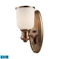 Brooksdale 1-Light Sconce in Antique Copper - Led Offering Up To 800 Lumens (60 Watt Equivalent) With