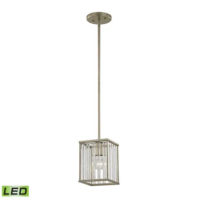 Ridley 1 Light Pendant in Aged Silver with Oval Glass Rods