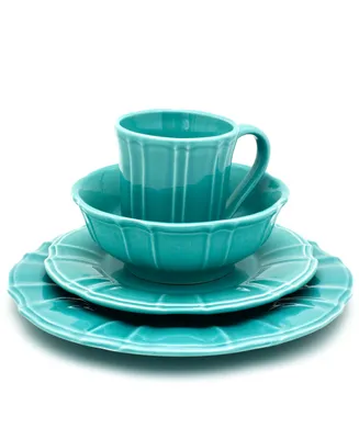 Euro Ceramica Chloe 16 Piece Turquoise Dinnerware Set