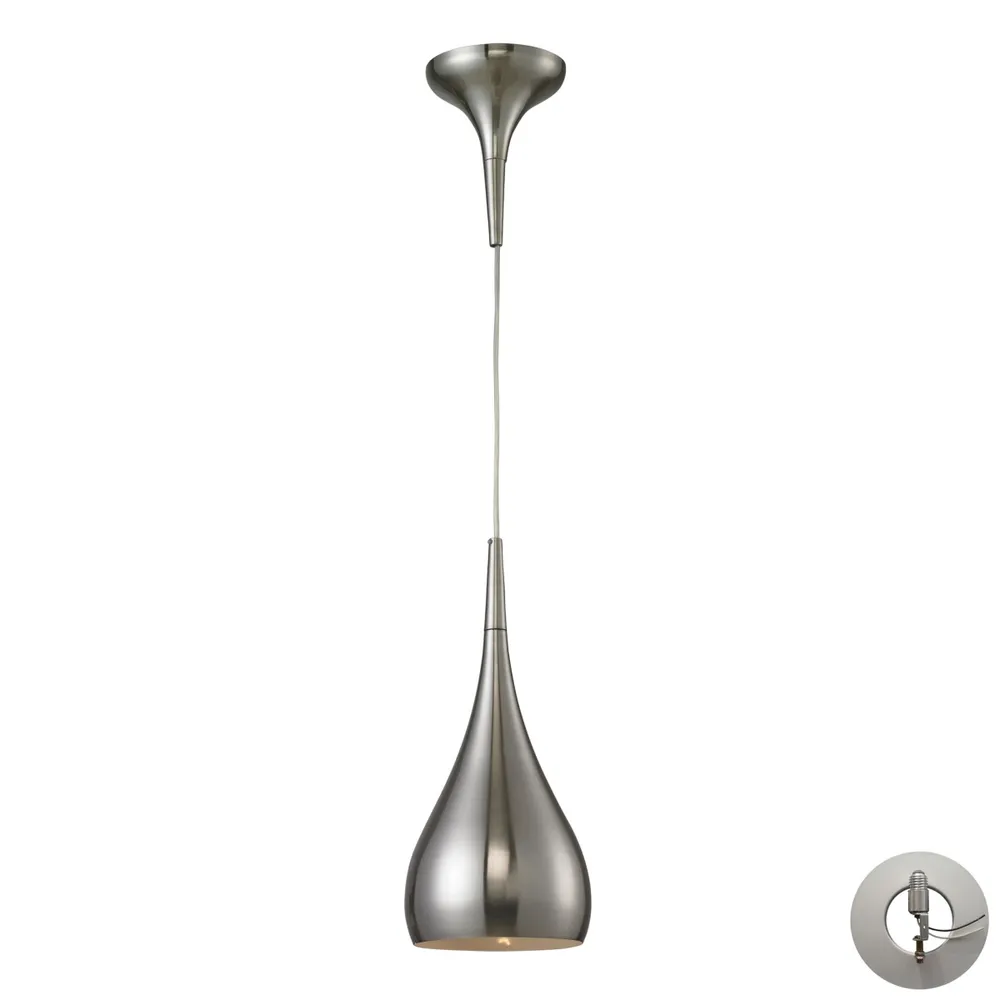 Lindsey 1 Light Pendant in Satin Nickel Includes An Adapter Kit To Allow for Easy Conversion of A Re