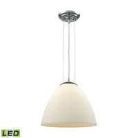 Merida 1 Light Pendant in Polished Chrome with White Linen Glass