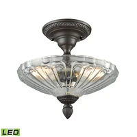 Restoration Flushes 3 Light Semi Flush in Oil Rubbed Bronze with Clear Glass