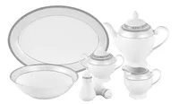 Lorren Home Trends Alina Silver 57-pc Dinnerware Set, Service for 8