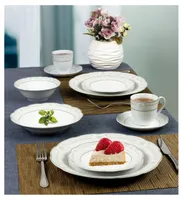 Lorren Home Trends Atara Wavy 57-pc Dinnerware Set, Service for 8