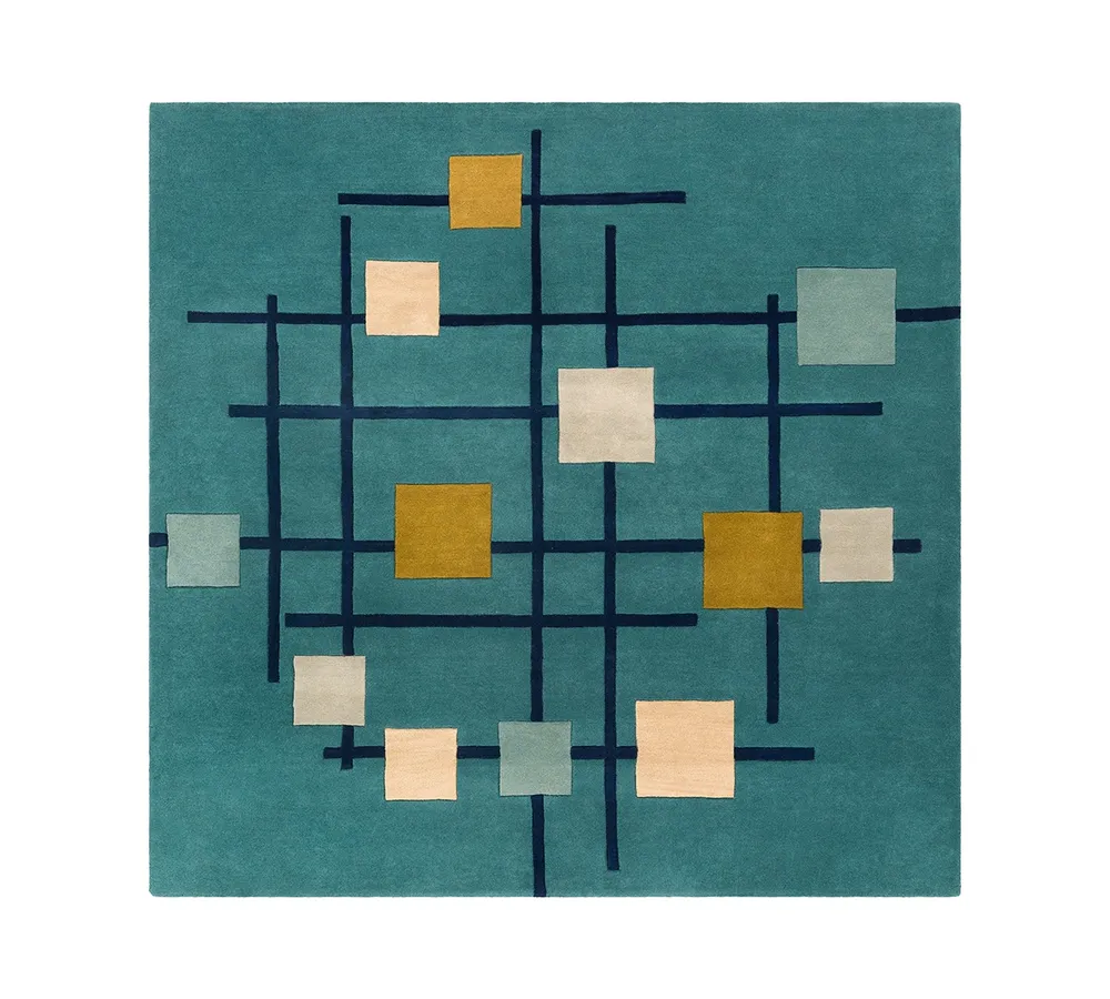 Livabliss Forum Fm-7201 Teal 6' Square Area Rug