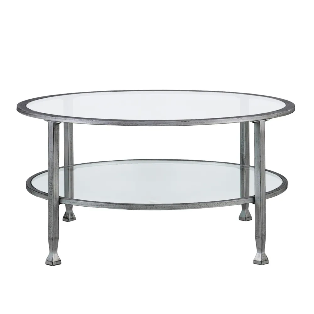 Brookford Metal and Glass Round Cocktail Table