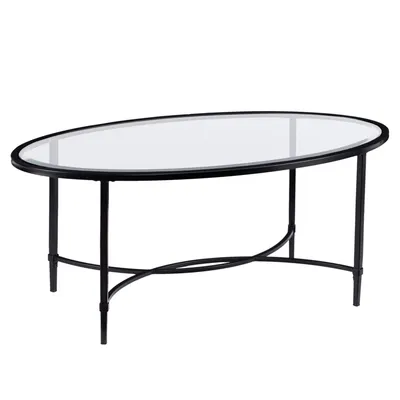 Carabella Metal and Glass Oval Cocktail Table