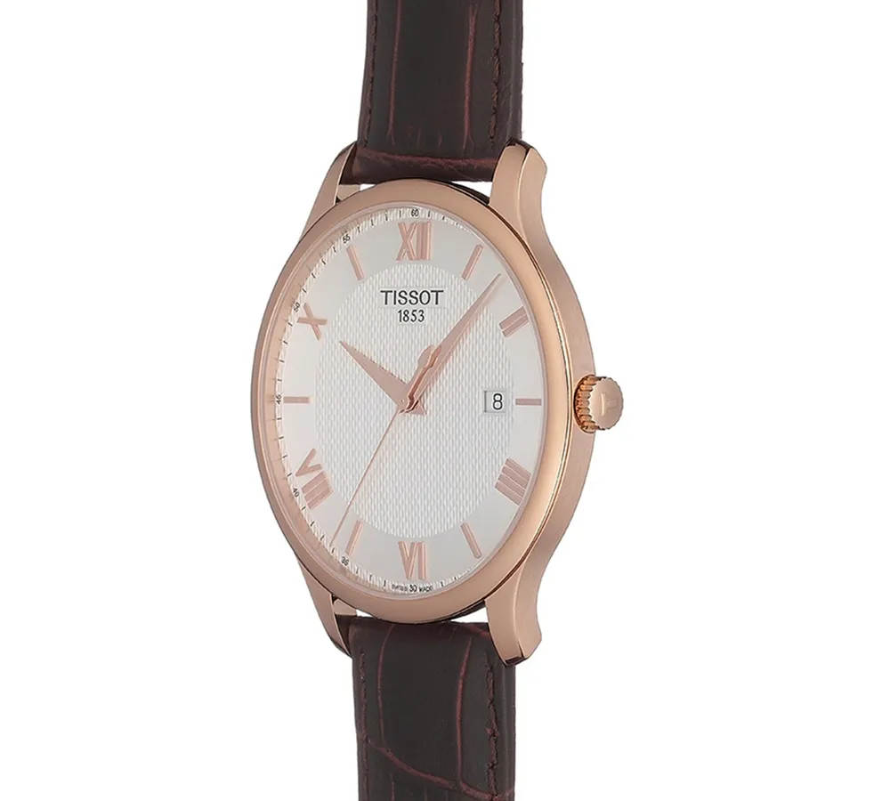 Tissot Men's Swiss Tradition Brown Leather Strap Watch 42mm