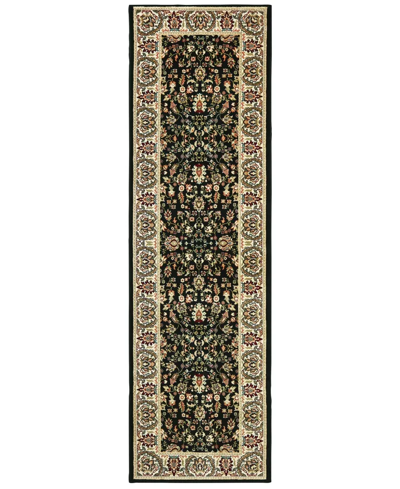 Closeout! Oriental Weavers Kashan 108B Black/Ivory 2'3" x 7'6" Runner Area Rug