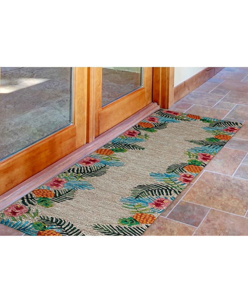 Liora Manne' Ravella 2280 Tropical Neutral 2' x 8' Indoor/Outdoor Runner Area Rug